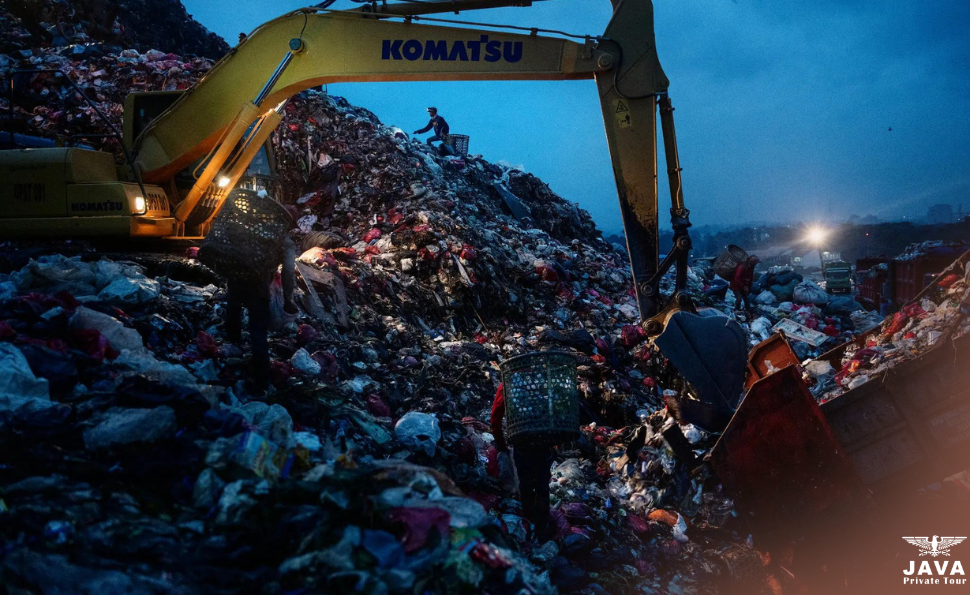 The recycling work is done alongside large, and dangerous, machines