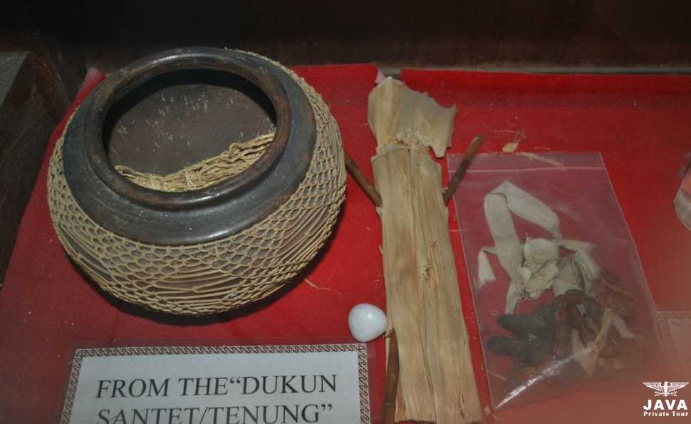 The museum showcases a fascinating collection of tools and objects used in traditional Javanese black magic practices